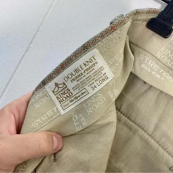 Vintage 70s Sears Kings Road Double Knit Flare Pants Retro - Picture 4 of 12